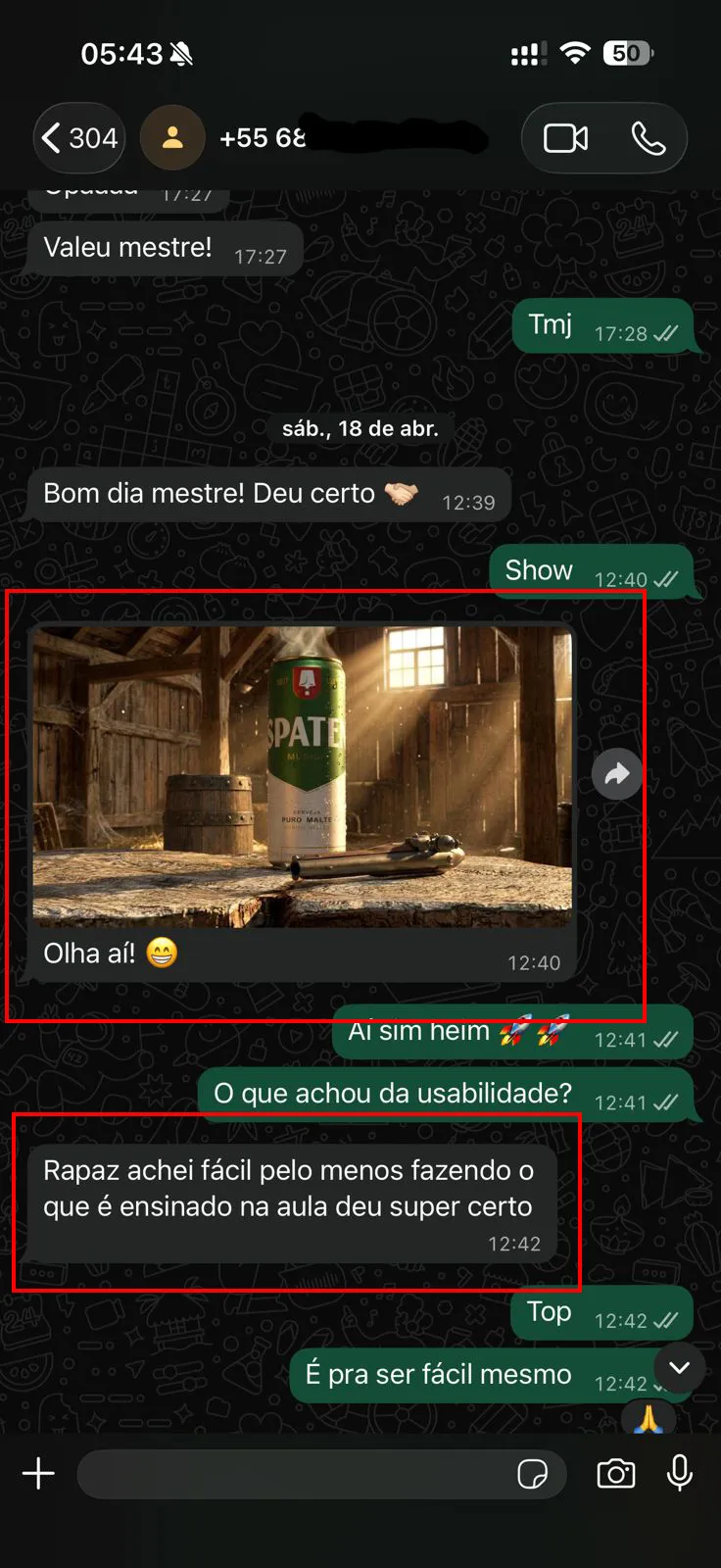 Mensagem de quem usa o Nexia Image