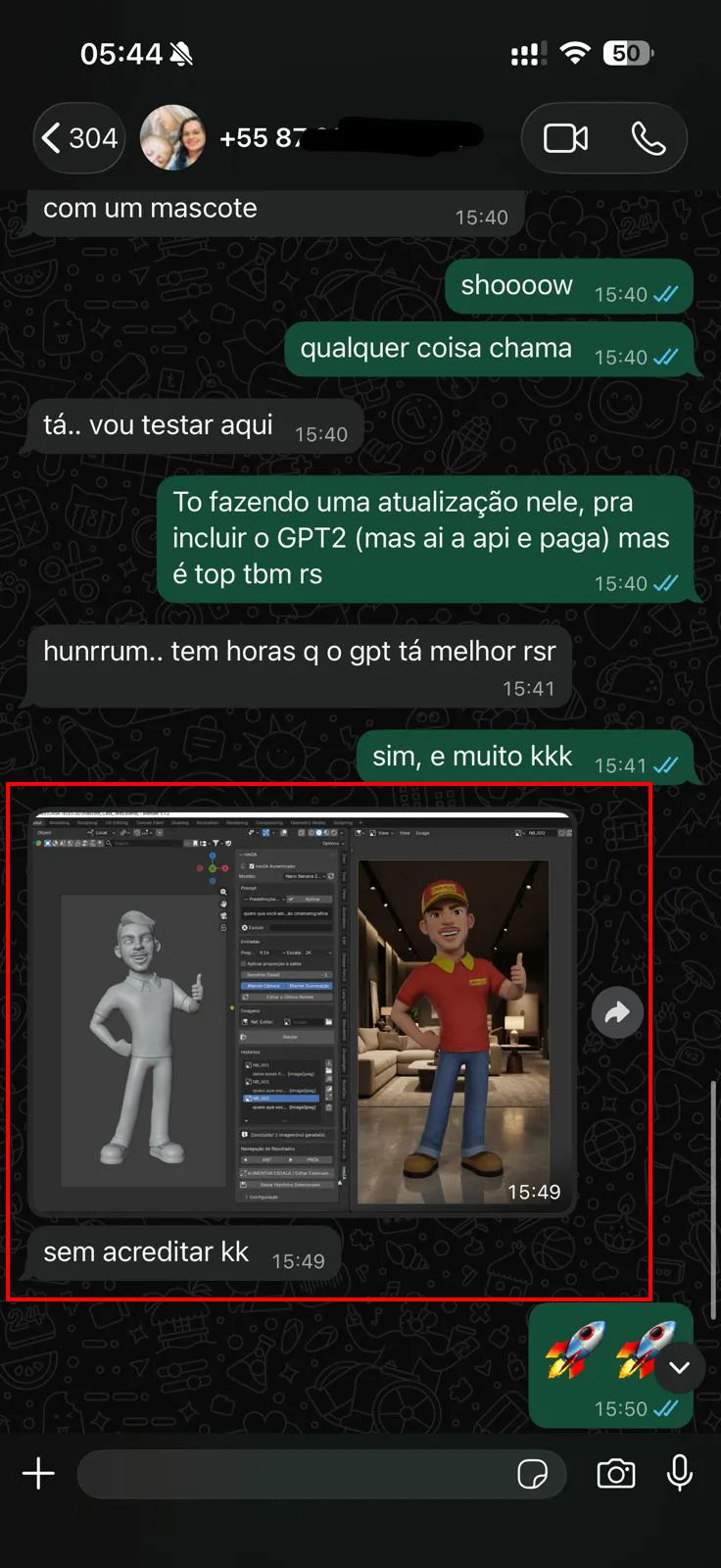 Mensagem de quem usa o Nexia Image