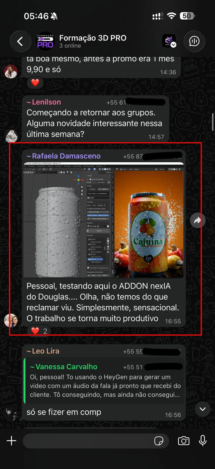 Mensagem de quem usa o Nexia Image